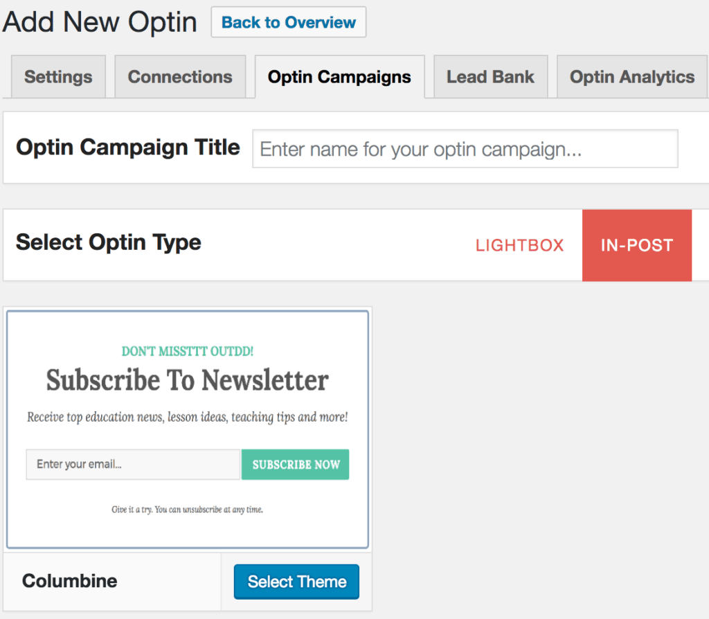 Create before/after post optin form in WordPress