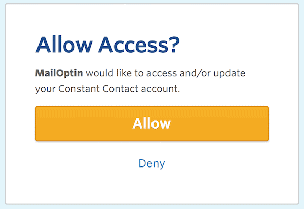 OAuth: allow MailOptin access to your constant contact account