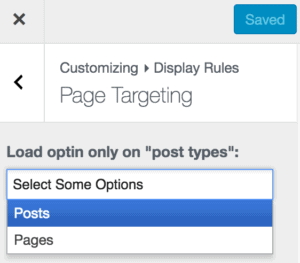 Post types page level target rule