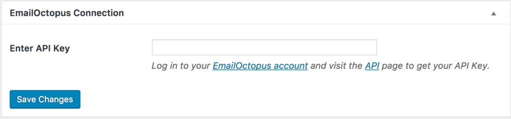 EmailOctopus connection settings
