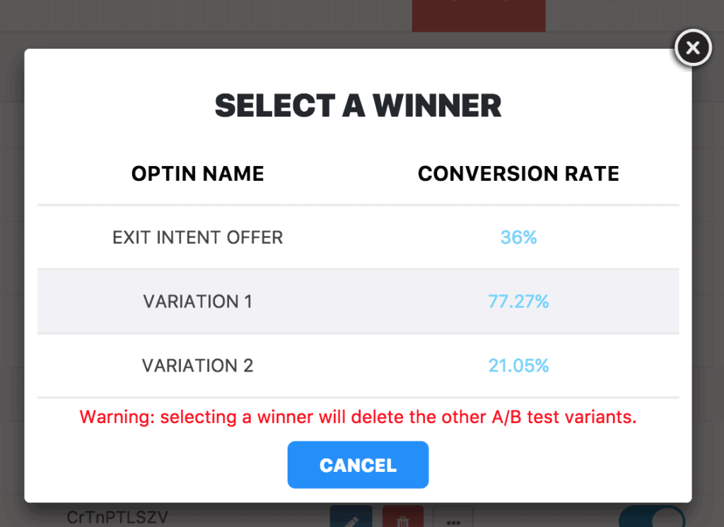 Selecting A/B test winner