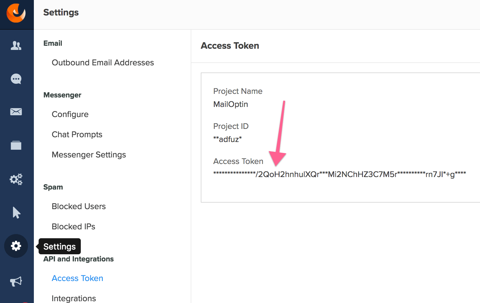 ConvertFox access token / API Key settings