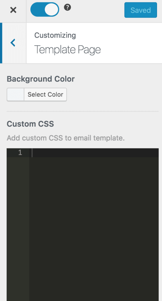 Email template custom css setting