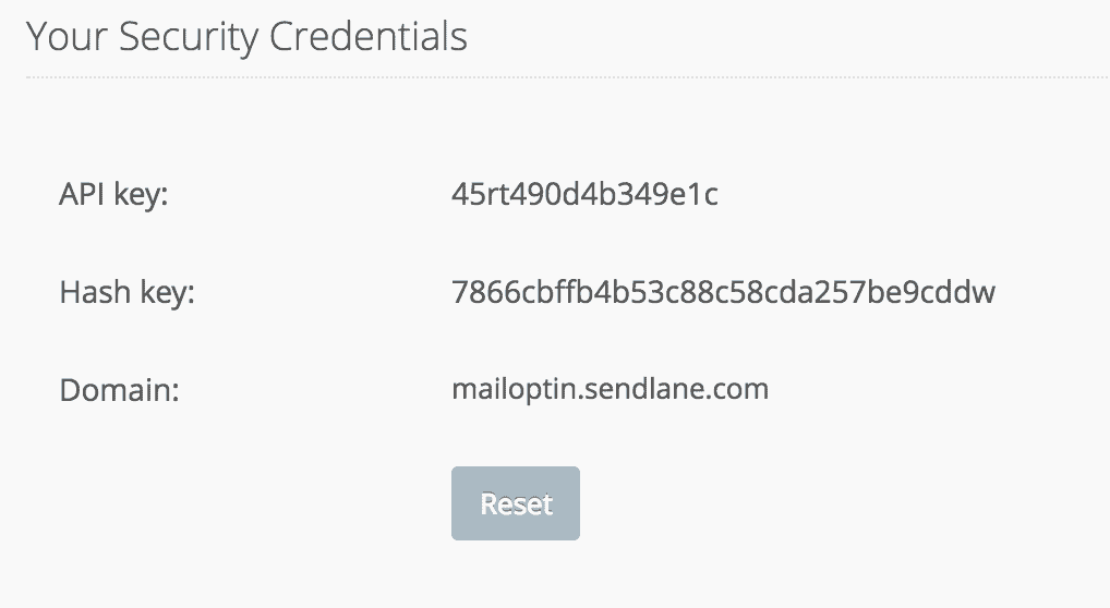 Sendlane security credentials