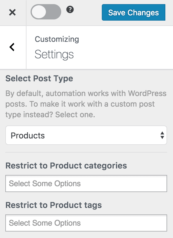 Custom post type settings - Email Automation