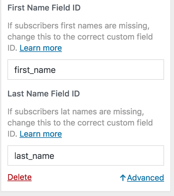 Drip first and last name identifier mapping