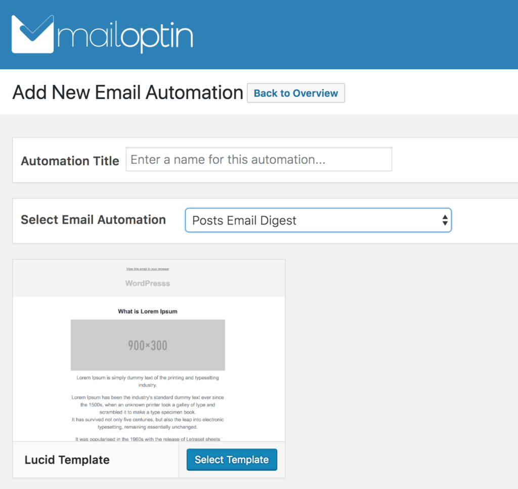 Create new email automation