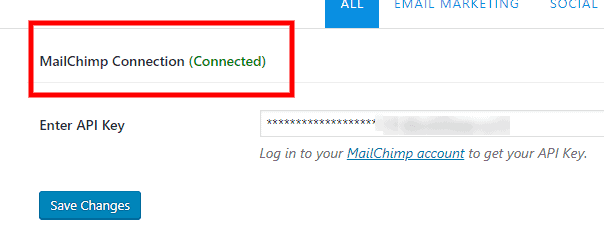 successfully connected mailchimp