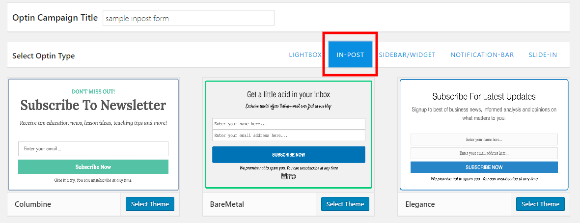 creating in-post email subscription forms