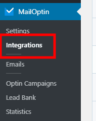 opening the integrations page