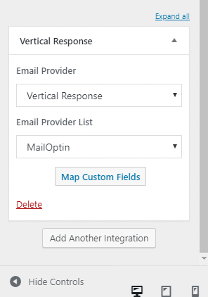 vertical response select list