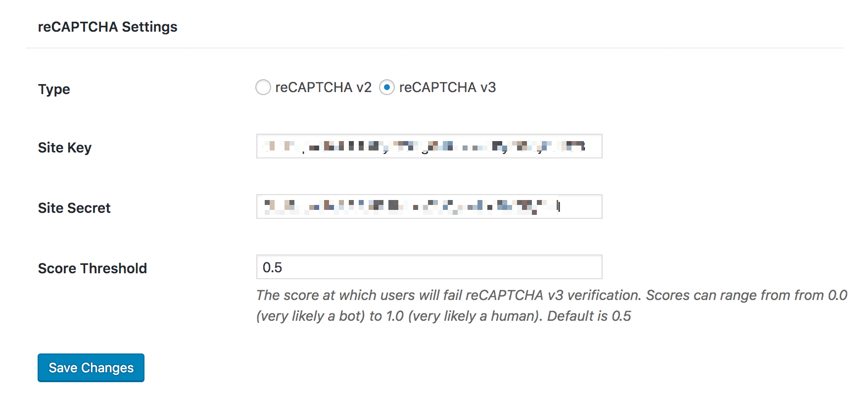 MailOptin reCAPTCHA settings