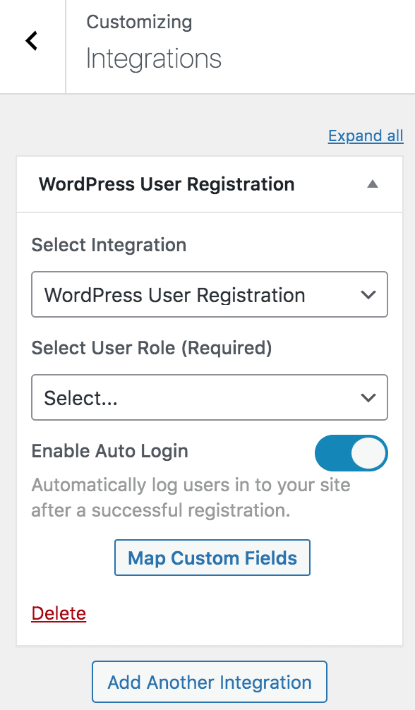 wp user registration optin integration