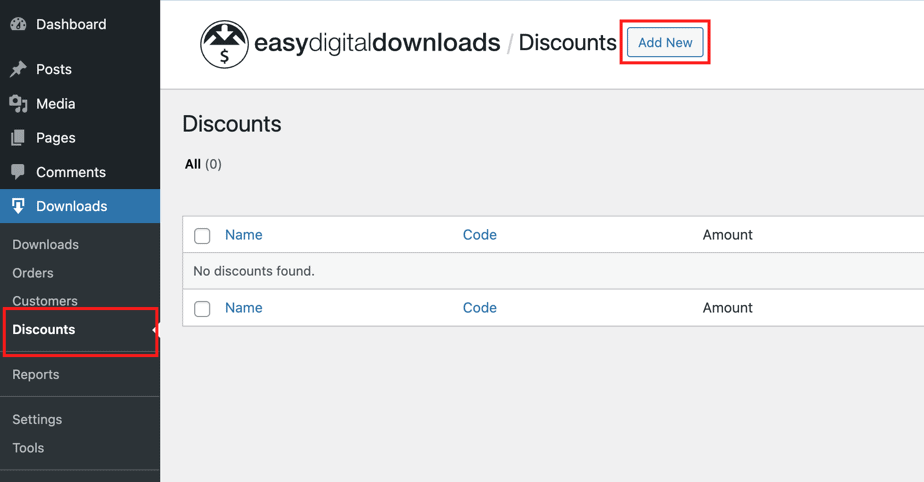 Adding new EDD coupons or discount codes in WordPress.
