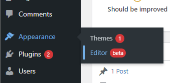 navigate to Themes > Editor