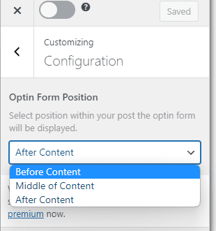 Select Before Content from the drop-down menu