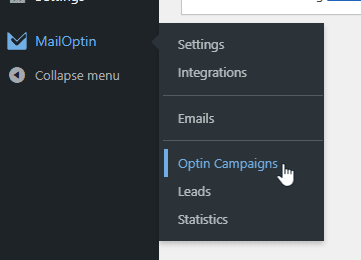 navigate to MailOptin > Optin Campaigns