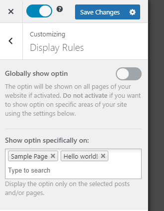 uncheck the Globally show optin option