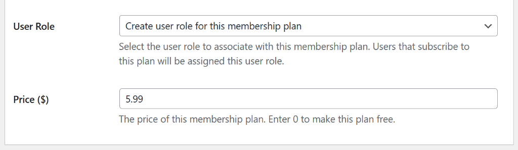 Assign user role and enter a price of your paid newsletter membership