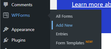 WPForms > Add New