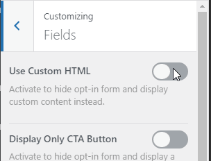 Click the Custom HTML Toggle on top