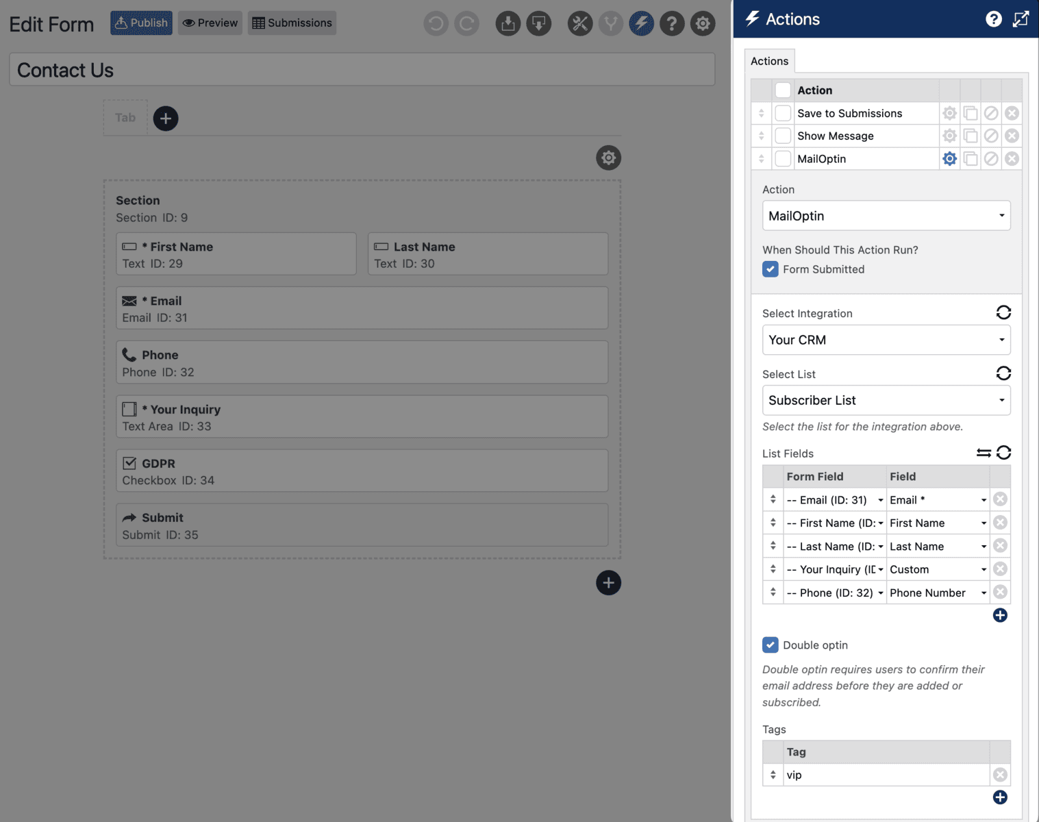 Integrating CRM and email marketing software with WS Form