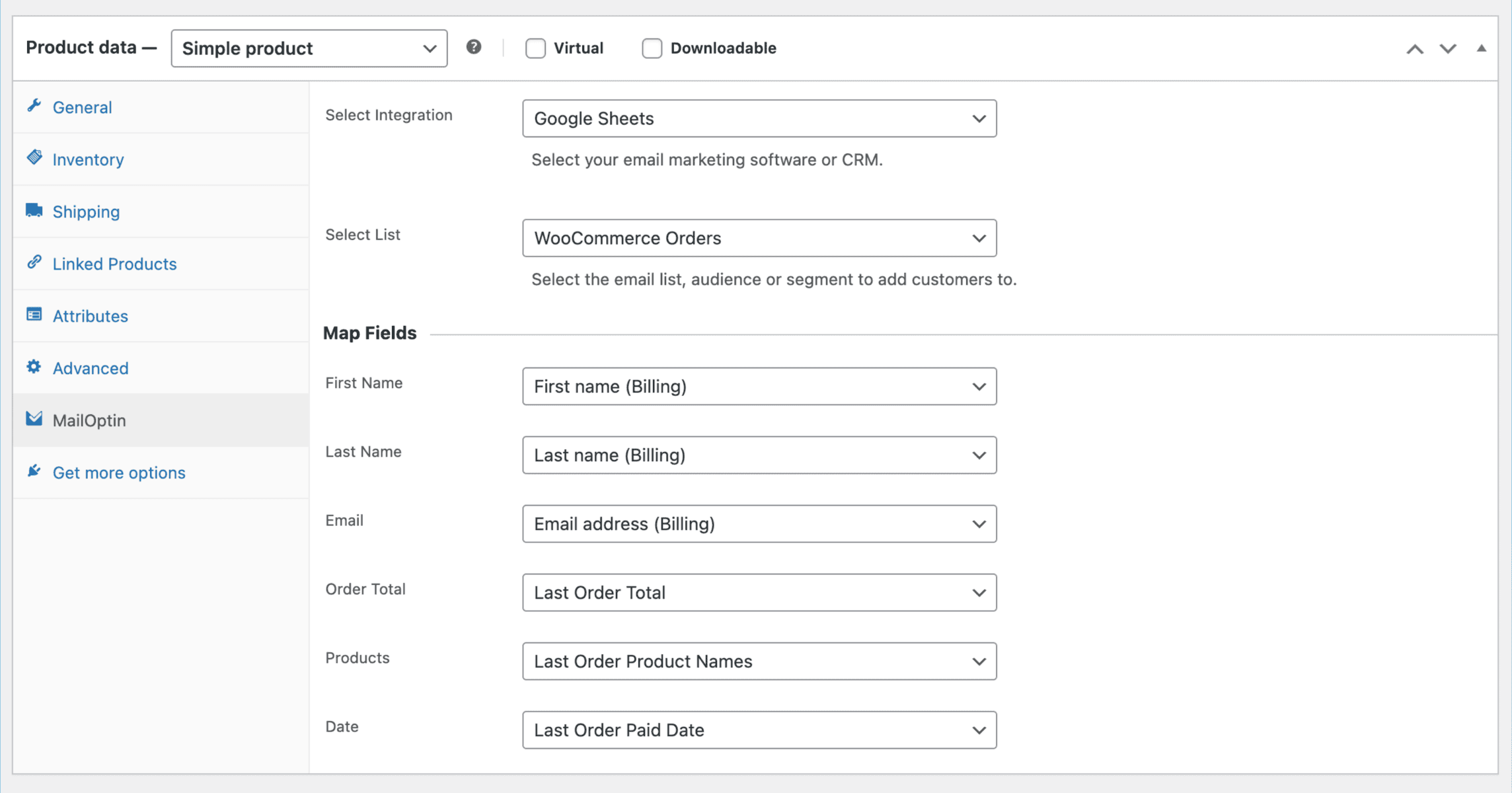 Exporting WooCommerce orders to Google Sheets based on product purchased